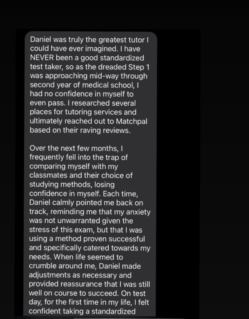 usmle testimonial tutoring medical school residency advising