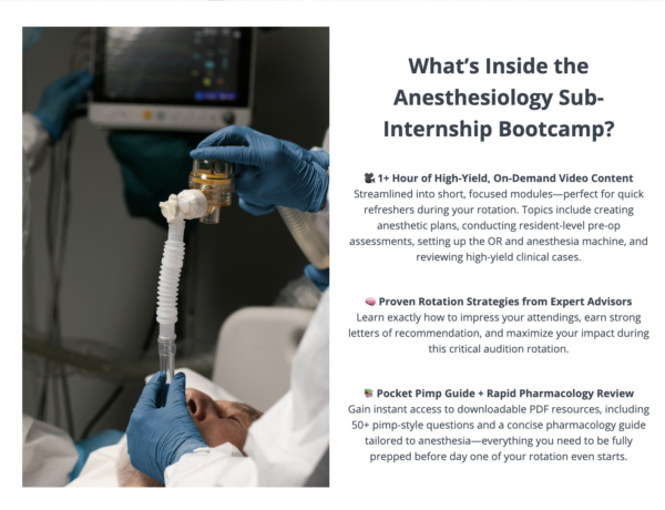 anesthesiology sub internship bootcamp matchpal residency advising